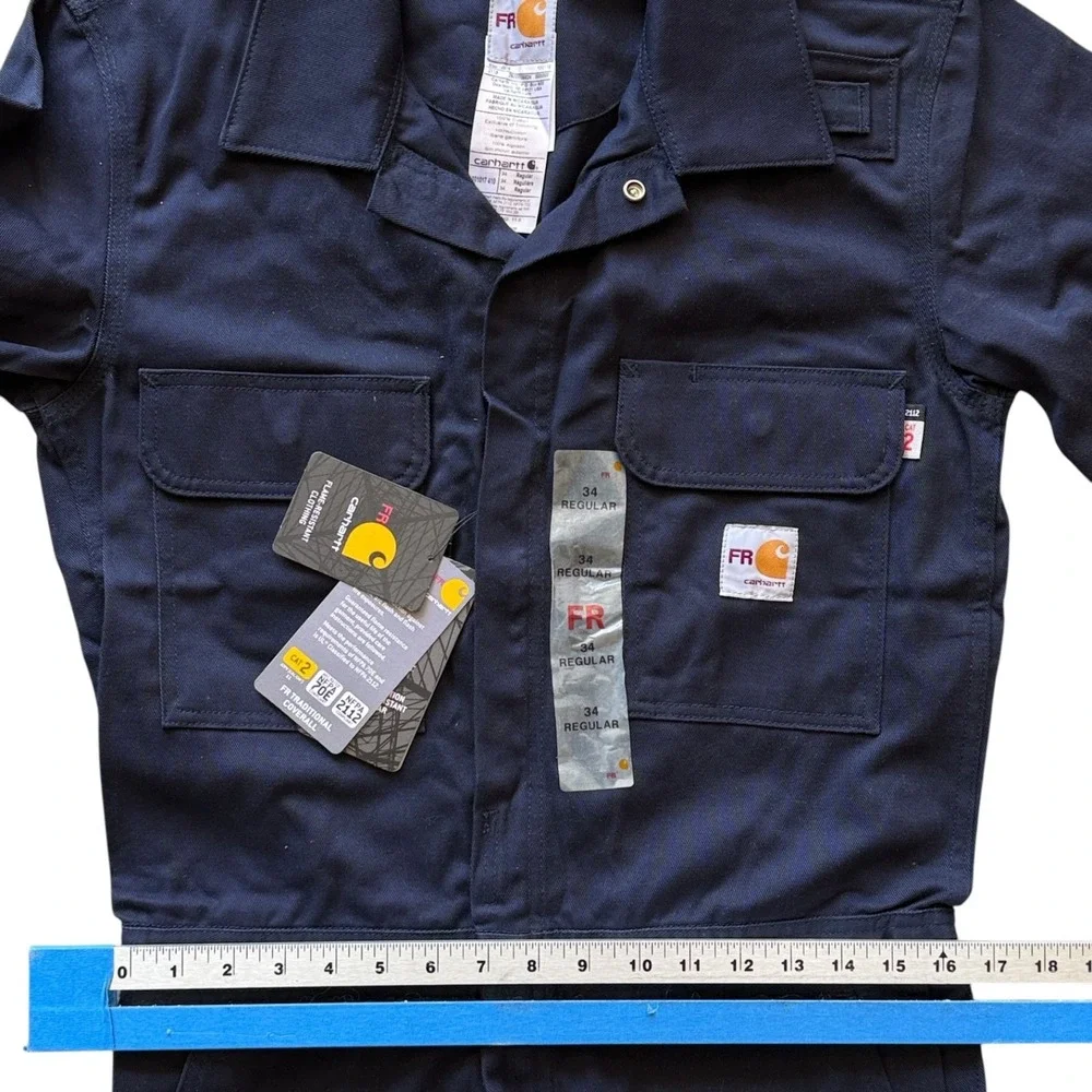 Carhartt FR Traditional Coverall Mens 34 Regular Navy Blue 101017 410 CAT 2 NWT